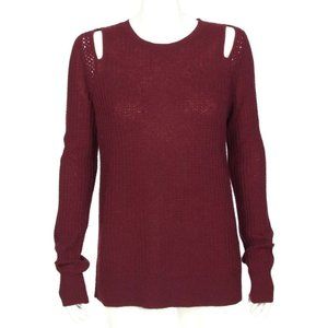 CHRISTOPHER FISCHER 100% Cashmere Burgundy Shoulder Cut Out Sweater sz L /056